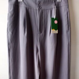 'HALARA' Mid Grey Wide Leg Pant Size L Pockets NWT